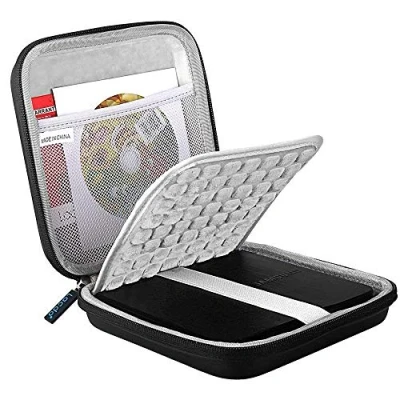 Image of Lacdo Shockproof External CD DVD Hard Drive Sleeve Bag Case Storage Pouch for Burner Player Writer, Blu Ray, Apple USB SuperDrive, Samsung/Asus/HP/Dell/LG Portable Protective Carrying Bag, Black