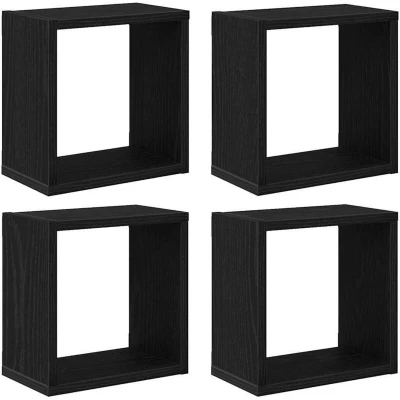 Image of vidaXL Wall Mounted Shelves Black oak Engineered wood 26 x 15 cm
