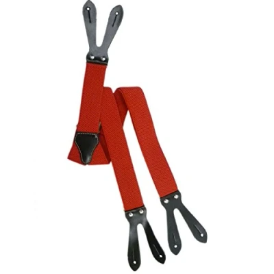 Image of Button Down Formal Dress Suspenders/Braces, 3.5cm Red (Standard)