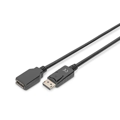 Image of DisplayPort extension cable, DP male female, 2.0m length, black