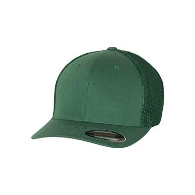Image of Flexfit Unisex&#039;s Mesh Fitted Trucker Hat, Black, One Size