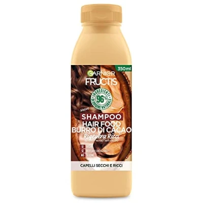 Image of Garnier Fructis Hair Food Cocoa Butter Regeneration, Shampoo for Dry Hair, Curls, 97% Natural Ingredients, Silicone Free 350ml