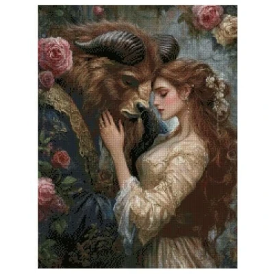 Image of Beauty and The Beast Series 4, 14count aida Fabric, 180x238 Stitch,32x43cm, Counted Cross Stitch kit