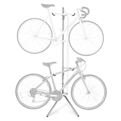 Image of Delta Cycle Two Bike Gravity Pole Stand Garage, 2 Storage Rack, No Drilling Required, Fully Adjustable Vertical Rack for Any Style Bicycle, Leaning Wall Holds Up to 60 lbs