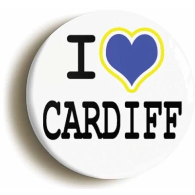Image of Ozorath I Heart Love Cardiff Button Badge (1inch / 25mm diameter)