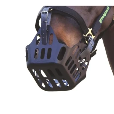 Image of Shires MJ Ainge and Co Ltd Greenguard Horse Grass Muzzle in Black Cob Size