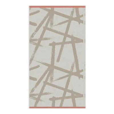 Image of Fusion Cream &amp; Beige Contemporary Hand Towel (50 x 90cm) 100% Cotton Soft Touch Artistic Abstract Lines Guest Towel, Head Bathroom Accessory Leda Collection