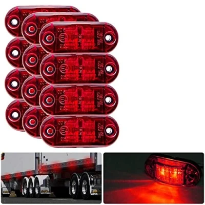 Image of Jutta 4/8/12pc Size Marker Light, 12/24 V IP65 Red LED Side Indicator Lamp Universal For Truck Trailer Van Caravan Lorry Car Bus Boat (12)