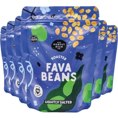 Image of The Honest Bean Co Roasted Fava Lightly Salted, High Protein Vegan Snack, 120 g Bag (Pack of 6)