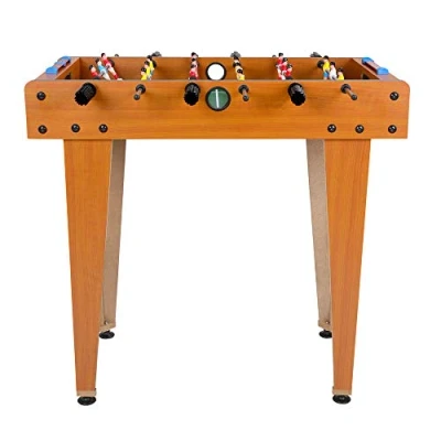 Image of Spielwerk® Mini Foosball Table Height Adjustable Feet 2 Balls Chrome Rods Family Fusball Football Game Children&#039;s Soccer Sports Kids Toys Indoors And Outdoors Brown Wood 69x37x62cm