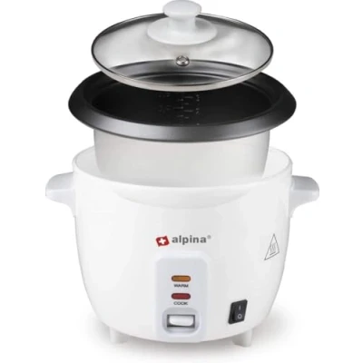 Image of Alpina Rice Cooker, 0.6 Litres, 300 Watt, with Cooking and Heat Indicator Light, White