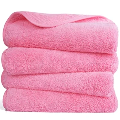 Image of POLYTE Quick Dry Lint Free Microfibre Hand Towel, 40 x 76 cm, Set of 4 (Pink)