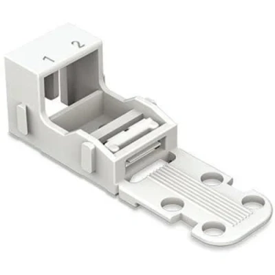 Image of WAGO mounting carrier; for 2 conductor terminal blocks; 221 Series 4 mm²; with snap in foot horizontal mounting; white, 512 (10 pcs)