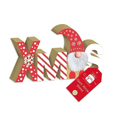 Image of Wooden Christmas Decoration Plaque Gonk Xmas Gnome Mantel Sign Red &amp; White Gift