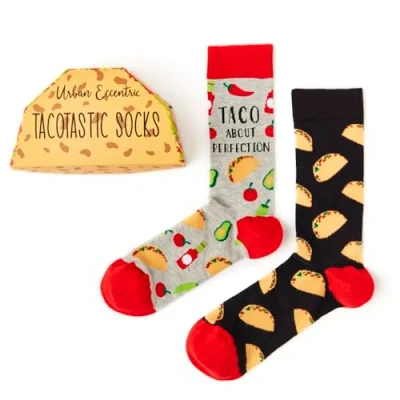 Image of Urban Eccentric Unisex Taco Socks Gift 2 Pairs Cotton Rich Premium Novelty Gifts