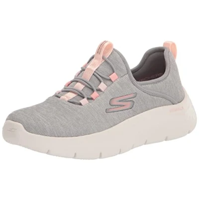 Image of Skechers Women&#039;s Go Walk Flex Lucy Sneaker, Grey Pink, 3.5 UK
