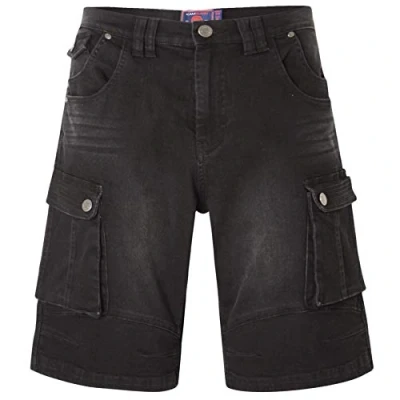Image of KAM Big &amp; Tall Cargo Denim Shorts Men&#039;s Black