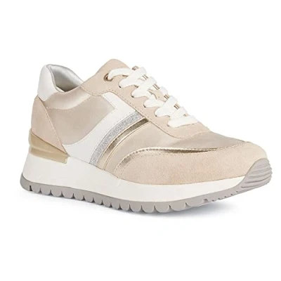 Image of Geox Women&#039;s D Desya Sneaker, Lt Gold Taupe, 5 UK
