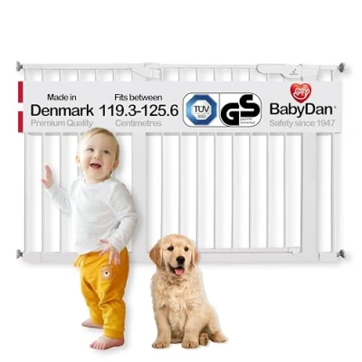 Image of BabyDan Swing Shut, Pressure Fit Stair Gate, Covers openings between 77.3 97.1 cm/30.5 38.2 inches, Baby Gate/Safety White, Made in Denmark (Pet Gate/Dog gate)