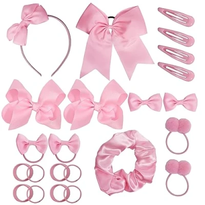 Image of 45Pcs Pink School Girls Hair Accessories Kit Bow Headband Clips Ponytail Holder Barrettes,Hair for Girl Birthday Gift