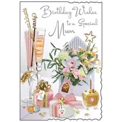 Image of Jonny Javelin Special Mum Birthday Wishes Card Flowers In Envelope Cupcake Presents