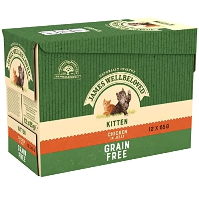 Image of James Wellbeloved Grain Free Kitten Chicken in Jelly Pouch 12 x 85g