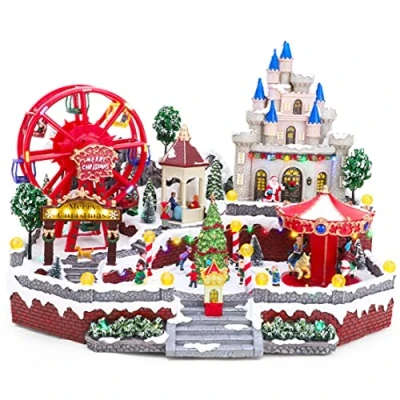 Image of Christmas Concepts® 60cm (2ft) Giant Musical LED Animated Theme Park Village Plays 8 Melodies