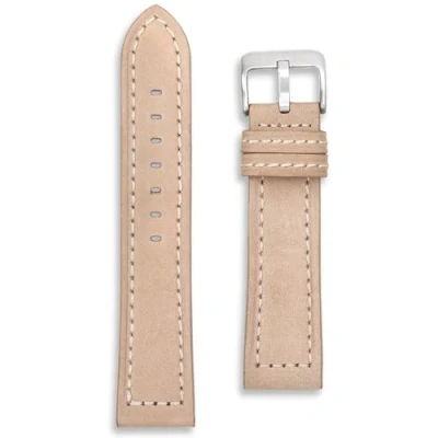 Image of Buckle &amp; Stitch Luxury Suede Watch Strap 20mm Beige Soft Calf Leather Band (20mm, Beige)