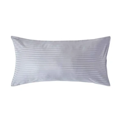 Image of HOMESCAPES Grey Pure Egyptian Cotton King Size Pillowcase 330 TC 500 Thread Count Percale Equivalent Satin Stripe Housewife Pillow Case
