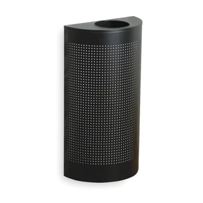 Image of Rubbermaid Commercial Products Half Round Open Top Bin 45 Litre Textured Black FGSH12EPLTBK