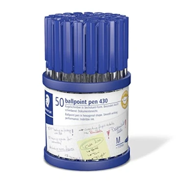Image of Staedtler Stick 430 M3CP50 Ballpoint Pen Medium, Blue, Box of 50