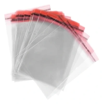 Image of OliveBird 100 pcs. Clear Cellophane Bags Self Adhesive C6 Size 12cm x 17cm + 3cm Flap with &amp; Seal