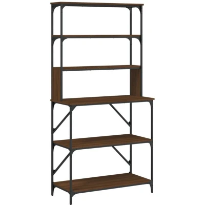 Image of vidaXL Baker&#039;s Rack 6 Tier Brown Oak 90x40x180 cm Engineered Wood