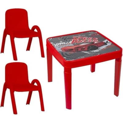 Image of A406 Toddler Plastic Table and Chairs for Children Kids Nursery Set Outdoor indoor (Red, + 1 Chair)