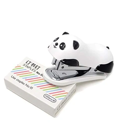 Image of Honbay Portable Mini Cute Panda Desktop Stapler Set with 1000PCS No.10 Staples for Office School Home or Travel Use