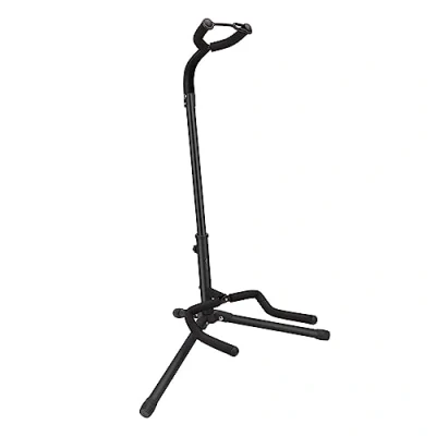 Image of Amazon Basics Guitar Stand with Adjustable Folding Rack and Neck Holder for Acoustic, Electric, Bass Guitars, Banjos 26 Inch Ukuleles, Iron Frame Soft Rubber Padding, Black