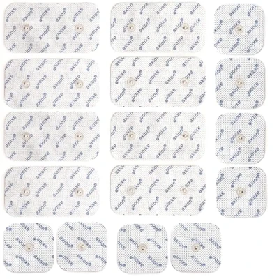 Image of Axion Pack of 16 Electrodes. Square Self Adhesive Pads 5x5 &amp; 10x5cm for TENS EMS Units with 3.75mm Snap Button Connection. Pain Treatment, Muscle Growth, Weight Loss and Massage