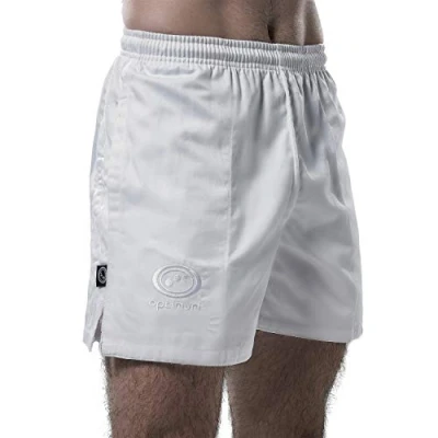 Image of Optimum Men&#039;s Auckland Rugby Shorts with Internal Drawstring &amp; Pockets, Ideal for Gym, Training, Outdoor Activities Workouts, Running, Cycling, and Marathons 42 Inches, White