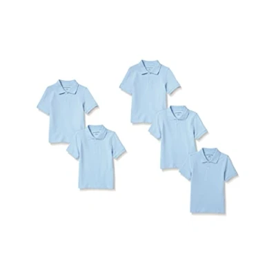 Image of Amazon Essentials Boys&#039; School Uniform Short Sleeve Pique Polo Shirts, Pack of 5, Light Blue, 10 Years