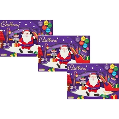 Image of Kids Christmas Chocolate Gift Box Cadbury Santa Selection 145g Pack of 3 Bundle 2022