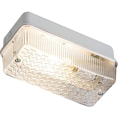 Image of Knightsbridge IP65 Bulkhead Lamp Holder with Prismatic Diffuser and Aluminium Base, B22, 100 W, White