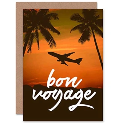 Image of Wee Blue Coo Bon Voyage Sunset Travel Sealed Greeting Card Plus Envelope Blank inside