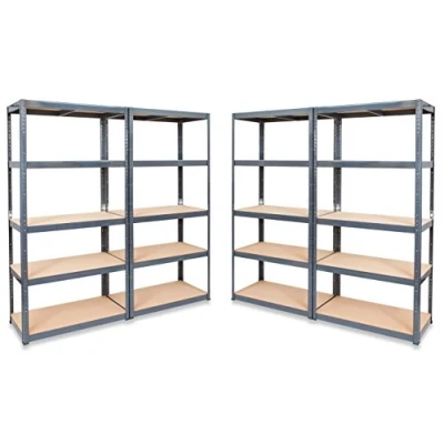 Image of Pack of 4 STORALEX® Garage Racking Shelving Units 45cm Deep Version UK’s Bestselling Storage Shelves 280kg Per Shelf (Evenly Distributed) 5 Tier Unit Rigid Metal &amp; MDF Boltless Assembly System