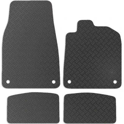 Image of Carsio Rubber Car Mats For AUDI E Tron GT 2020+ Onwards Tailored Fit Floor Mat Set Complete Accessory Black Custom Fitted All Weather &amp; Heavy Duty, Anti Slip Backing with Clips