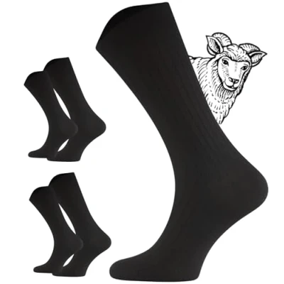 Image of TODO 2 Pairs of Diabetic Socks Merino without Elastic Waistband Extra Wide Wool Medicine Men and Women, black, 39 42