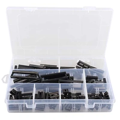 Image of HALJIA 122PCS 2.54mm Pitch IC Sockets Dual Rows Solder Type Adaptor Square Hole Set PCB Board Adapter Soldering DIP Chip Kit (6/8/ 14/16/ 18/24/ 28/40 Pins)