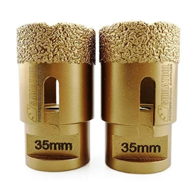 Image of SHDIATOOL Dry Diamond Drill Core Bit 2PK 35mm Hole Saw with M14 Thread for Porcelain Tile Granite Marble