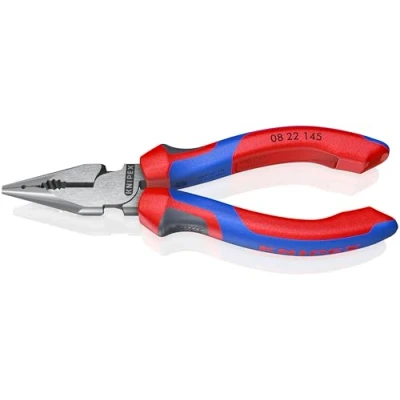 Image of Knipex Needle Nose Combination Pliers black atramentized, with multi component grips 145 mm 08 22