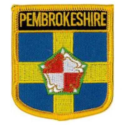 Image of Klicnow Pembrokeshire County (Shield) Embroidered Patch 6cm X 7cm (2 1/2&quot; 2 3/4&quot;)