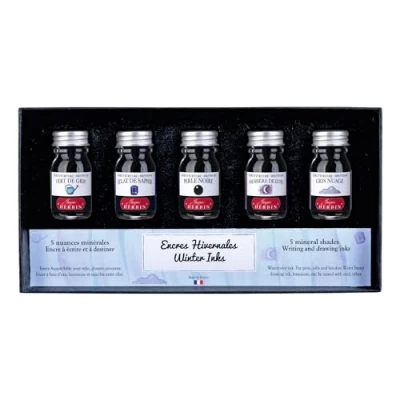 Image of Herbin 18504T Set of 5 bottles 10ml for fountain pens and roller pens, assorted winter colours